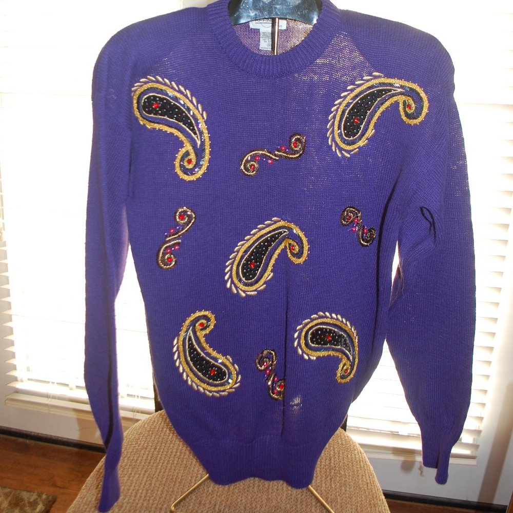 New Vintage 80s Fancy Sequined Sweater From Margos